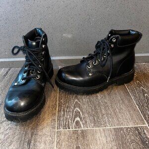 Original Rugged Outback Vegan leather Work Boots Black Womens Size US 7W